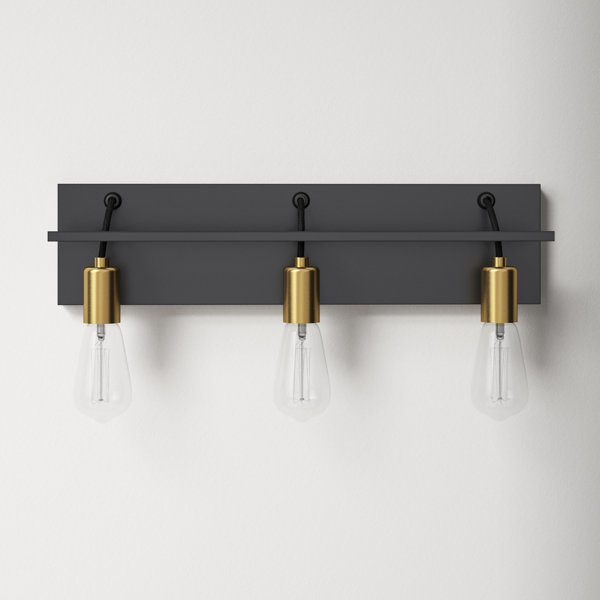 AllModern Lonnie 3 Light Dimmable Black/Aged Brass Bath Bar & Reviews